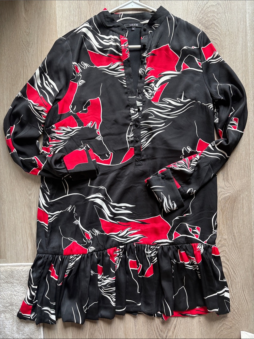 Women's Black & Red Horse-Print Mini Dress